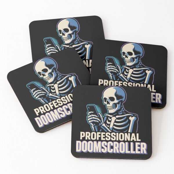 Item preview, Doomscrolling Skeleton – Funny Relatable Internet Meme Design designed and sold by Cat & Coffee Studio.
