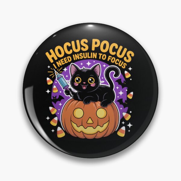 Item preview, Cute Black Cat Halloween Pumpkin – Hocus Pocus I Need Insulin To Focus designed and sold by GlessedUp.