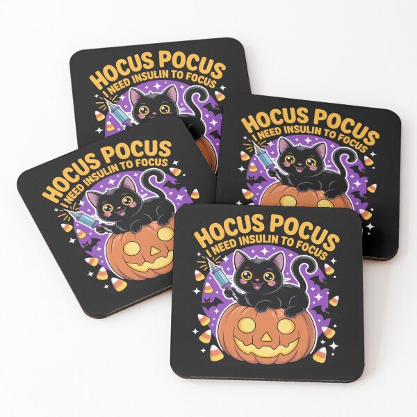Item preview, Cute Black Cat Halloween Pumpkin – Hocus Pocus I Need Insulin To Focus designed and sold by GlessedUp.