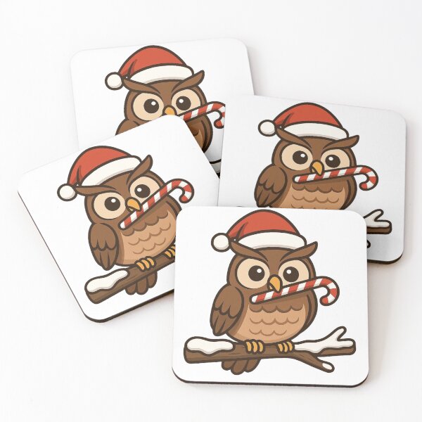 Item preview, Owl with Santa Hat and Candy Cane – Cute Christmas Bird designed and sold by Confuzz1ed.