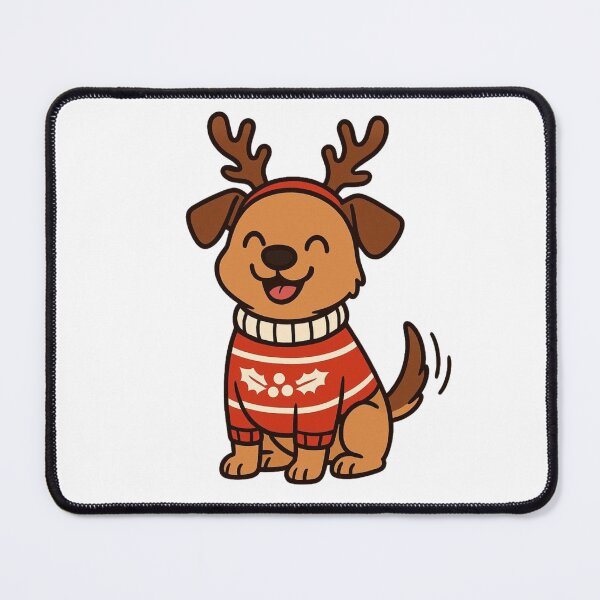 Item preview, Dog in Christmas Sweater with Reindeer Antlers – Holiday Pup designed and sold by Confuzz1ed.