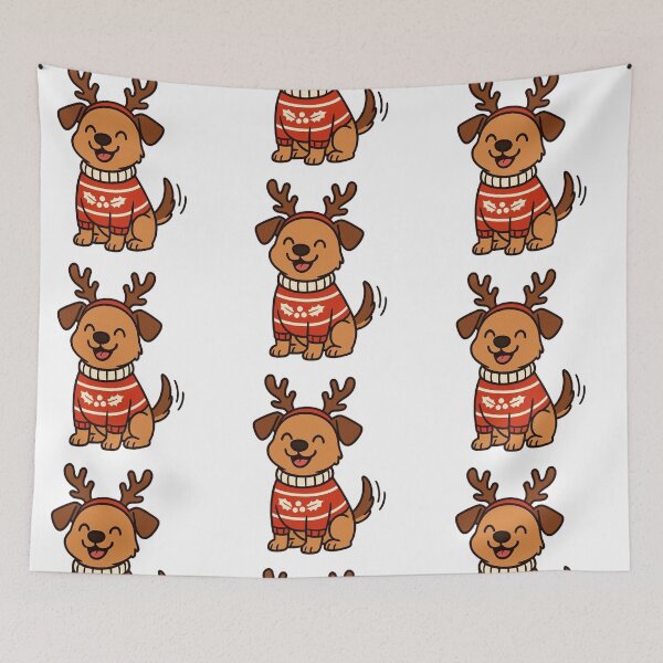 Item preview, Dog in Christmas Sweater with Reindeer Antlers – Holiday Pup designed and sold by Confuzz1ed.