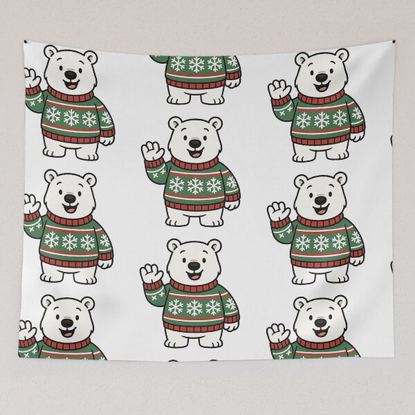 Item preview, Polar Bear in Christmas Sweater – Festive Holiday Outfit designed and sold by Confuzz1ed.