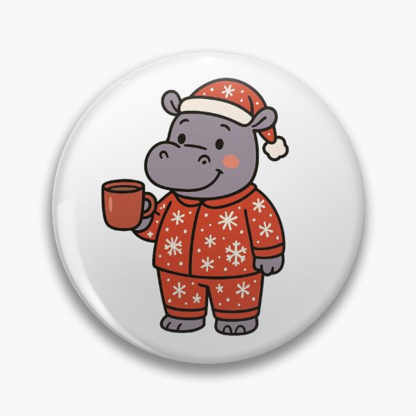 Item preview, Hippo in Christmas Pajamas with Cocoa – Cozy Holiday Design designed and sold by Confuzz1ed.