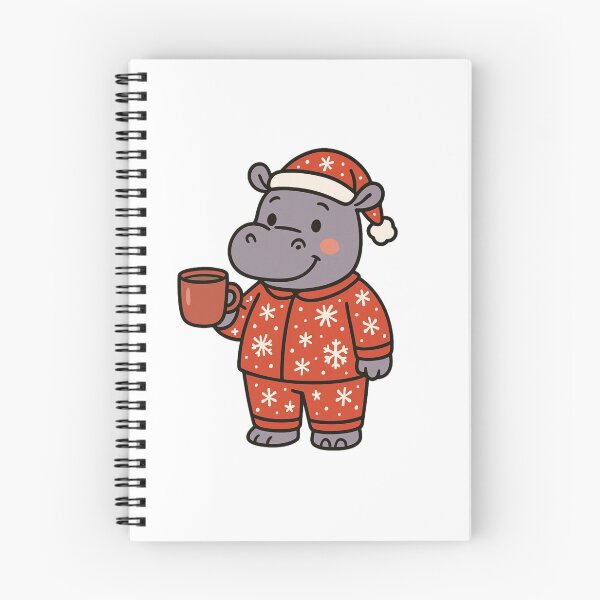 Item preview, Hippo in Christmas Pajamas with Cocoa – Cozy Holiday Design designed and sold by Confuzz1ed.