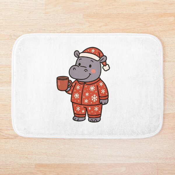 Item preview, Hipopótamo en pijama navideño con cacao: diseño navideño acogedor designed and sold by Confuzz1ed.