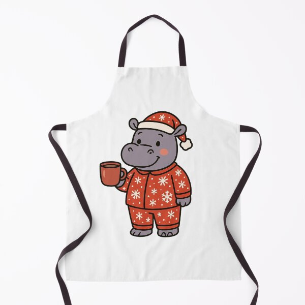 Item preview, Hippo in Christmas Pajamas with Cocoa – Cozy Holiday Design designed and sold by Confuzz1ed.