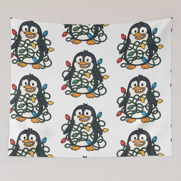 Item preview, Penguin Tangled in Christmas Lights – Funny Holiday Bird designed and sold by Confuzz1ed.