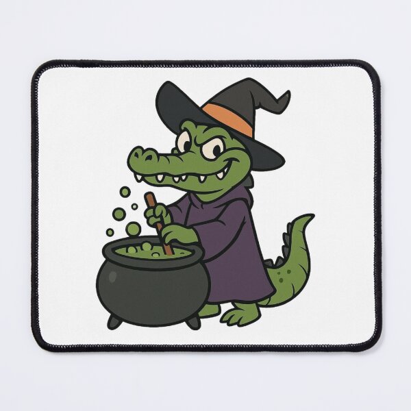 Item preview, Witch Crocodile with Cauldron – Funny Halloween Monster designed and sold by Confuzz1ed.