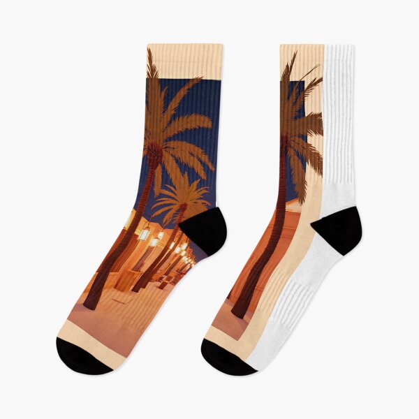 Item preview, Night stroll down a palm-lined pathway with cozy lanterns and gentle beach vibes near a tropical paradise designed and sold by SpaceartLilu.