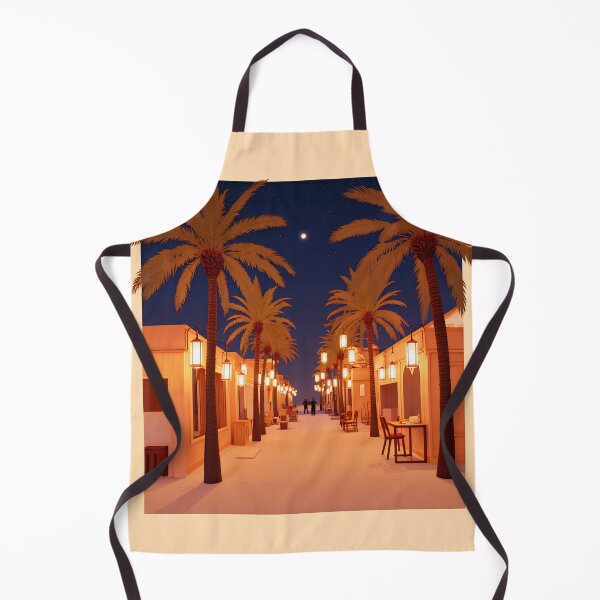 Item preview, Night stroll down a palm-lined pathway with cozy lanterns and gentle beach vibes near a tropical paradise designed and sold by SpaceartLilu.