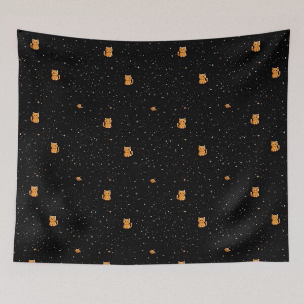 Item preview, orange cat in the space seamless, water colour designed and sold by ibi2444.