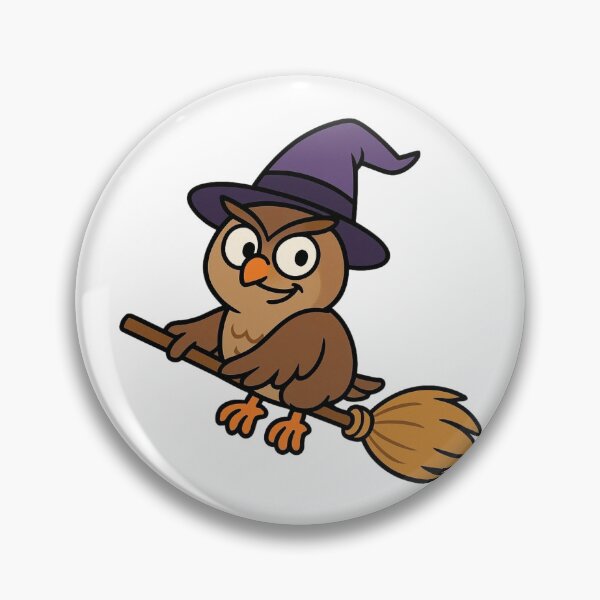 Item preview, Witch Owl on Broomstick – Funny Halloween Bird designed and sold by Confuzz1ed.