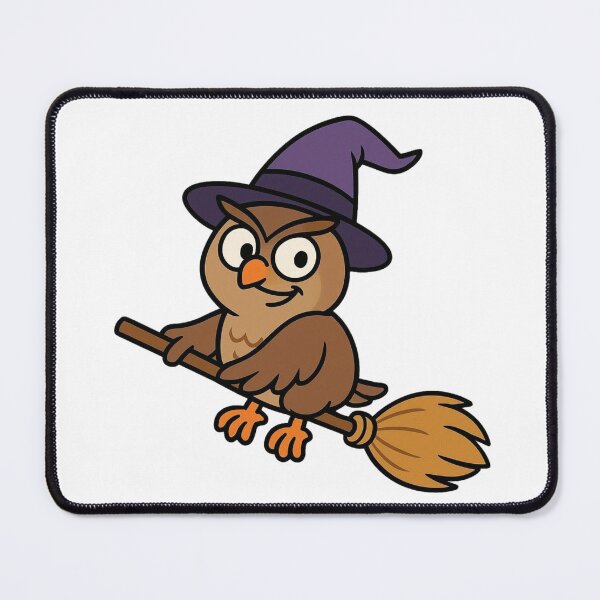 Item preview, Witch Owl on Broomstick – Funny Halloween Bird designed and sold by Confuzz1ed.