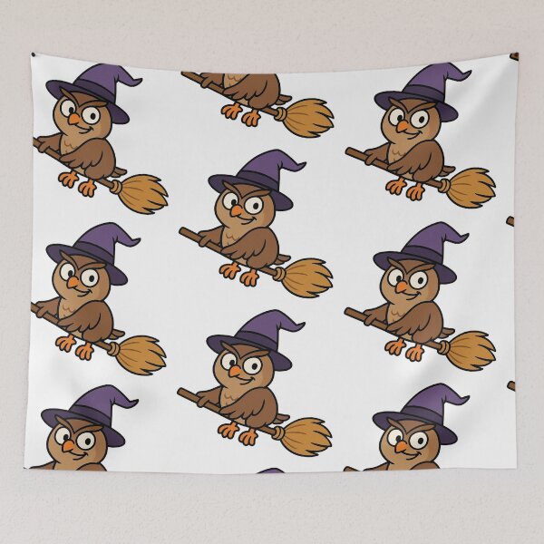 Item preview, Witch Owl on Broomstick – Funny Halloween Bird designed and sold by Confuzz1ed.