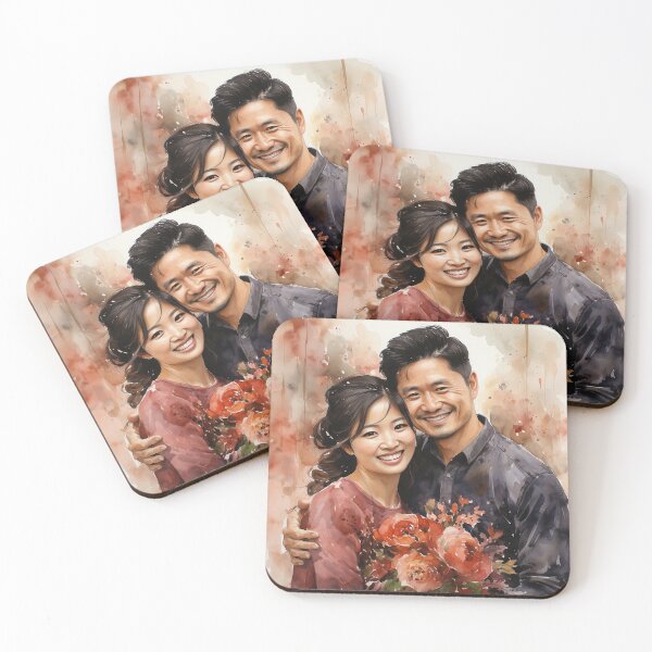 Item preview, Radiant Love - An Asian Man And Woman Embracing - Asian Art - Watercolor Art designed and sold by CastleBySea.