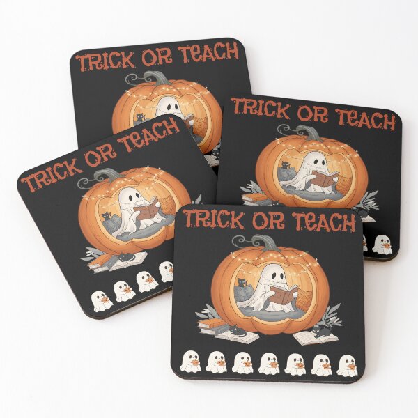 Item preview, Teacher Halloween Trick or Teach Cute Ghost Coffee Pumpkins designed and sold by Margerita23.
