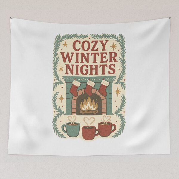 Item preview, Cozy Winter Nights – Vintage Christmas Fireplace & Cocoa Holiday Design designed and sold by DailyDrivesct.