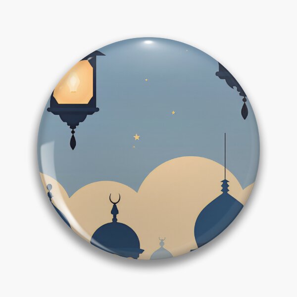 Item preview, Blue Colorful lanterns hanging above a vibrant city skyline at dusk with a starry sky and unique architectural features designed and sold by SpaceartLilu.