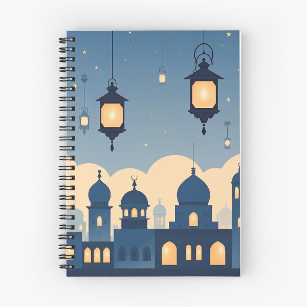 Item preview, Blue Colorful lanterns hanging above a vibrant city skyline at dusk with a starry sky and unique architectural features designed and sold by SpaceartLilu.
