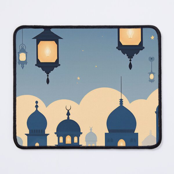 Item preview, Blue Colorful lanterns hanging above a vibrant city skyline at dusk with a starry sky and unique architectural features designed and sold by SpaceartLilu.