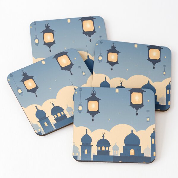Item preview, Blue Colorful lanterns hanging above a vibrant city skyline at dusk with a starry sky and unique architectural features designed and sold by SpaceartLilu.