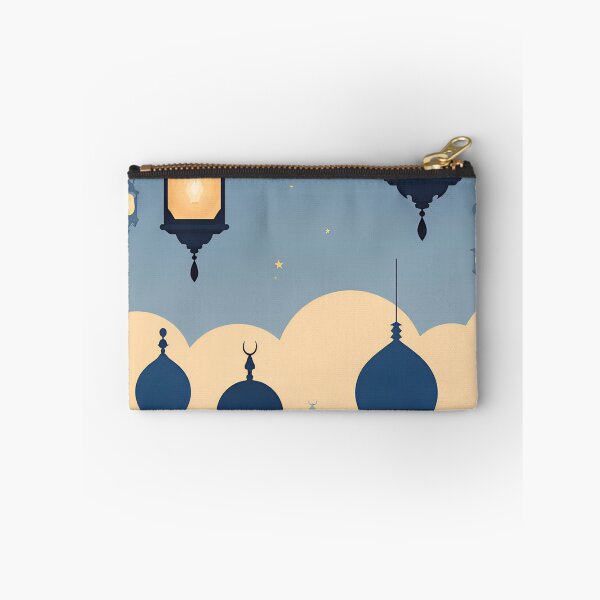 Item preview, Blue Colorful lanterns hanging above a vibrant city skyline at dusk with a starry sky and unique architectural features designed and sold by SpaceartLilu.