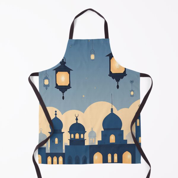 Item preview, Blue Colorful lanterns hanging above a vibrant city skyline at dusk with a starry sky and unique architectural features designed and sold by SpaceartLilu.