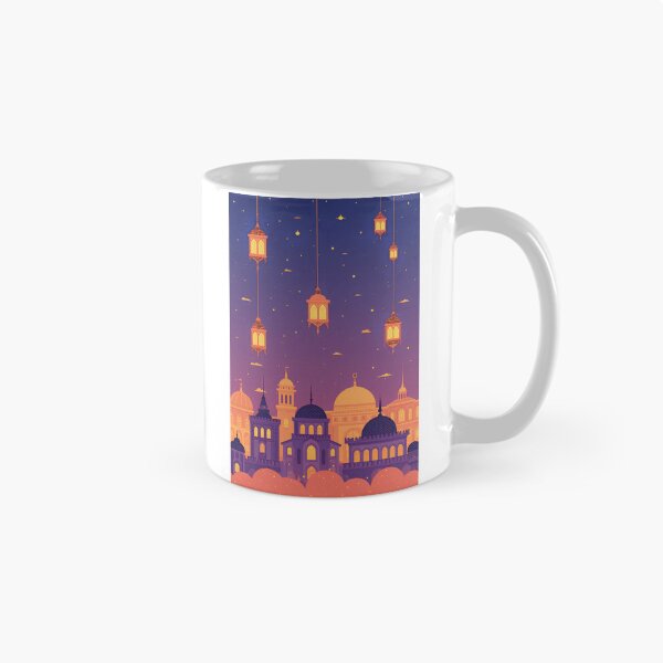 Item preview, Colorful lanterns hanging above a vibrant city skyline at dusk with a starry sky and unique architectural features designed and sold by SpaceartLilu.