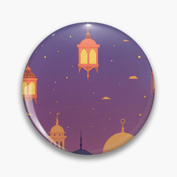 Item preview, Colorful lanterns hanging above a vibrant city skyline at dusk with a starry sky and unique architectural features designed and sold by SpaceartLilu.