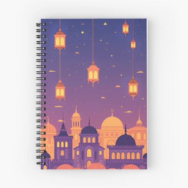 Item preview, Colorful lanterns hanging above a vibrant city skyline at dusk with a starry sky and unique architectural features designed and sold by SpaceartLilu.