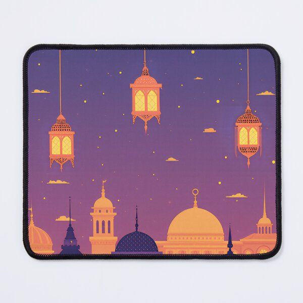 Item preview, Colorful lanterns hanging above a vibrant city skyline at dusk with a starry sky and unique architectural features designed and sold by SpaceartLilu.