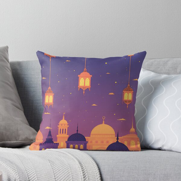 Item preview, Colorful lanterns hanging above a vibrant city skyline at dusk with a starry sky and unique architectural features designed and sold by SpaceartLilu.