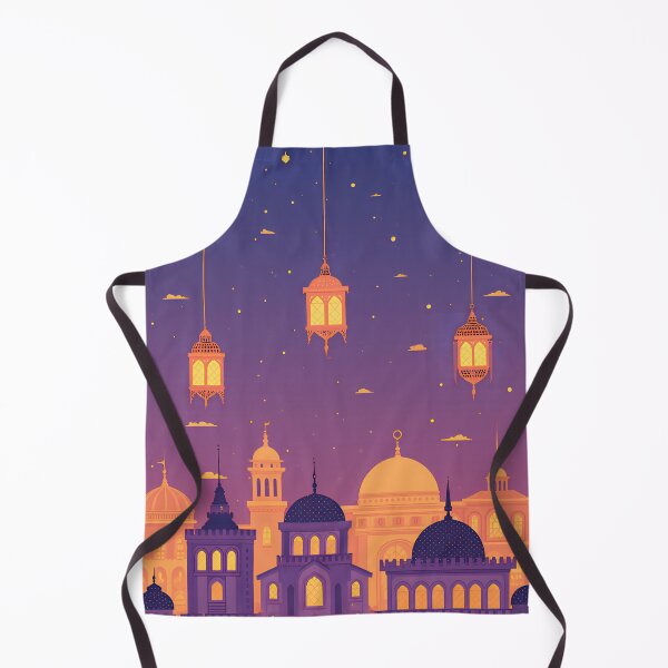 Item preview, Colorful lanterns hanging above a vibrant city skyline at dusk with a starry sky and unique architectural features designed and sold by SpaceartLilu.