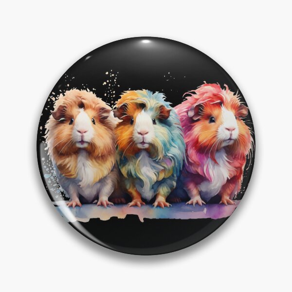 Aperçu de l'œuvre Cochons d'Inde colorés - dessin aquarelle moelleux créée et vendue par Rose Design & Photos.