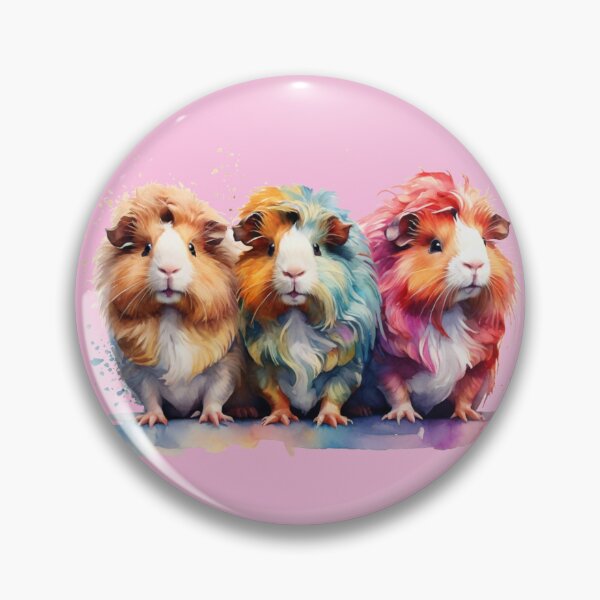 Aperçu de l'œuvre Cochons d'Inde colorés - dessin aquarelle moelleux créée et vendue par Rose Design & Photos.