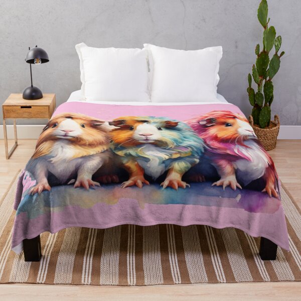 Aperçu de l'œuvre Cochons d'Inde colorés - dessin aquarelle moelleux créée et vendue par Rose Design & Photos.