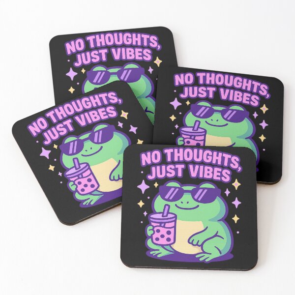 Item preview, No Thoughts Just Vibes Cute Frog with Boba Tea designed and sold by RandomPrints.
