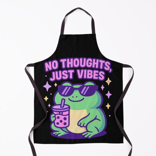 Item preview, No Thoughts Just Vibes Cute Frog with Boba Tea designed and sold by RandomPrints.