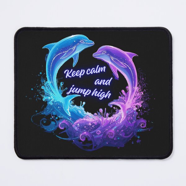 Item preview, Keep calm and jump high – Playful dolphin design in blue and purple colors designed and sold by ParaSiempreS.