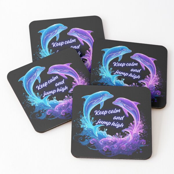 Item preview, Keep calm and jump high – Playful dolphin design in blue and purple colors designed and sold by ParaSiempreS.