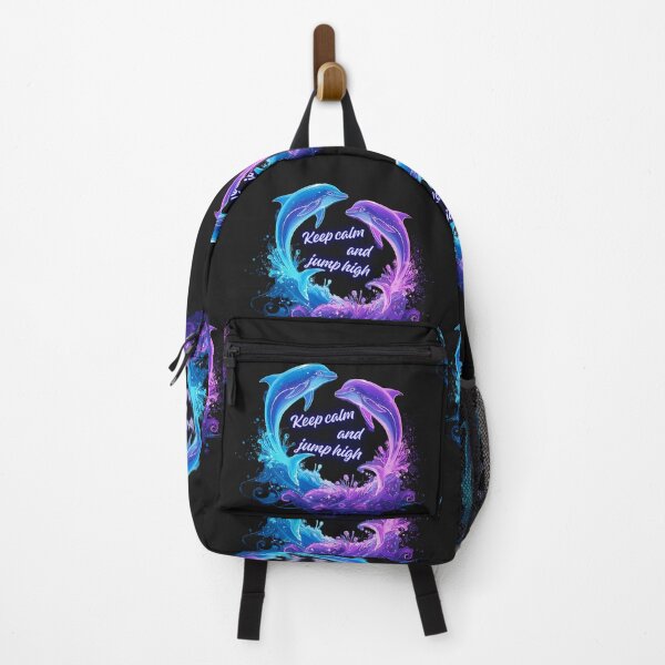 Item preview, Keep calm and jump high – Playful dolphin design in blue and purple colors designed and sold by ParaSiempreS.
