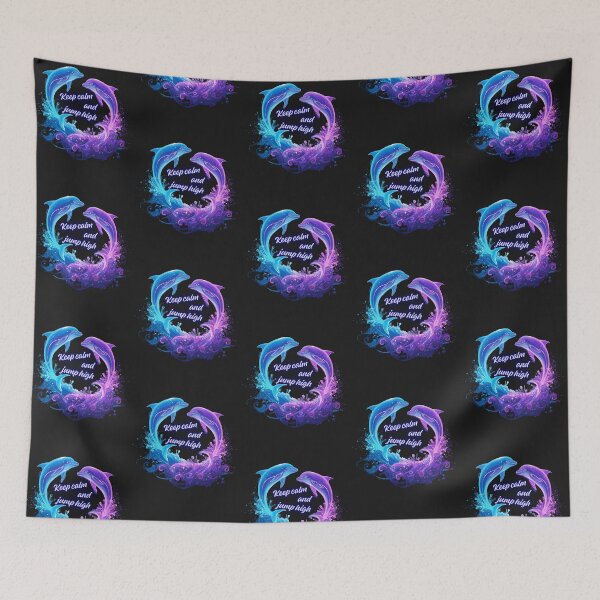 Item preview, Keep calm and jump high – Playful dolphin design in blue and purple colors designed and sold by ParaSiempreS.