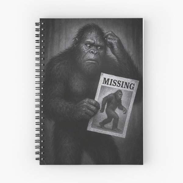 Item preview, Sasquatch Holding ‘Missing’ Poster — Silver Screen Vintage Horror (Black & White) designed and sold by Absurd Cult Co..