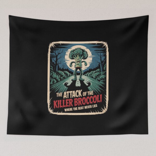 Item preview, Attack of the Killer Broccoli Horror – 1950s B-Movie Poster Parody designed and sold by paulo silveira.