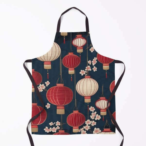 Item preview, Japanese Lantern Pattern with Cherry Blossoms – Indigo Red & White designed and sold by Vandy Fullam.
