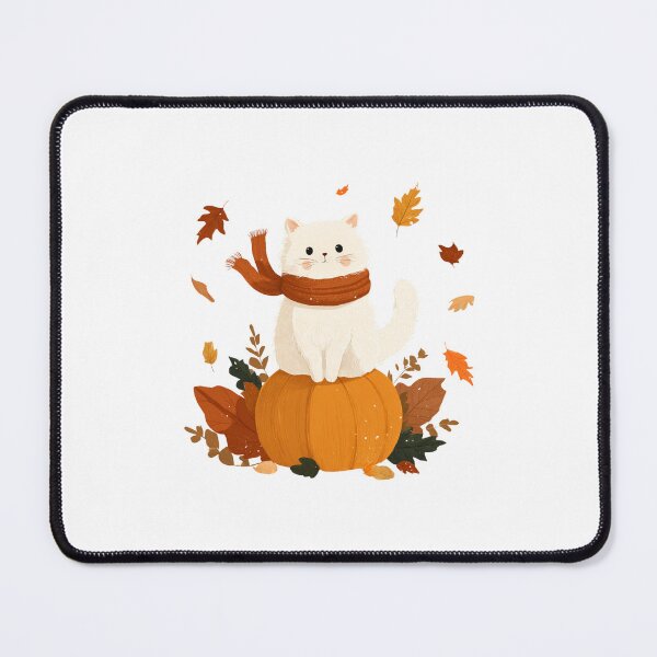 Item preview, White Autumn Cat designed and sold by NicolasGlowArt.