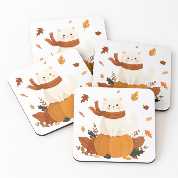 Item preview, White Autumn Cat designed and sold by NicolasGlowArt.