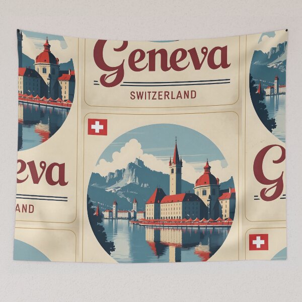 Item preview, Geneva Switzerland 1950s Vintage Travel Tourism designed and sold by TravelersGems.