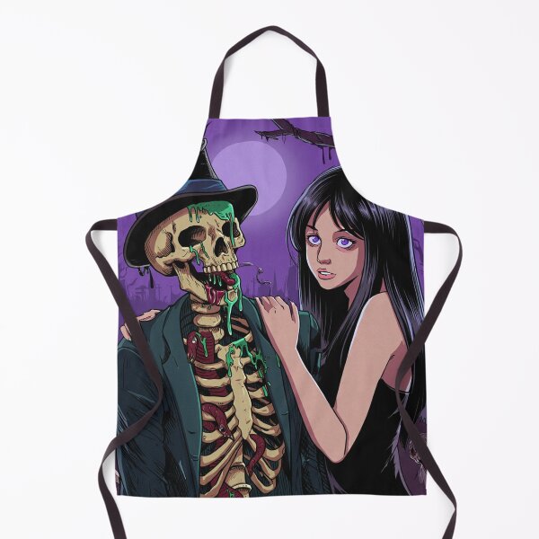 Item preview, Fancy dapper Skeleton man rotting in the night next to a sexy vampire girl cool horror art designed and sold by Vintage Designs +.